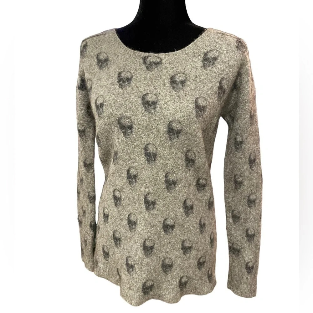 Skull Cashmere Wool Yak Hair CASHMERE WITH SKULL DESIGN Sweater Open Back Small